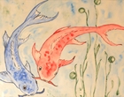 Fische Koi blau-rot - Aquarell