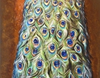 Pfau - Acryl, Öl, Blattmetall