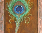 Pfauenfeder - Acryl, Rost und Patina