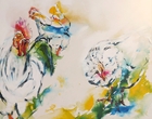 Hahn im Korb - Acryl