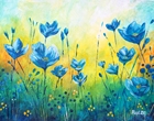Blaue Blüten im Licht - Jutta Pusl - Acryl
